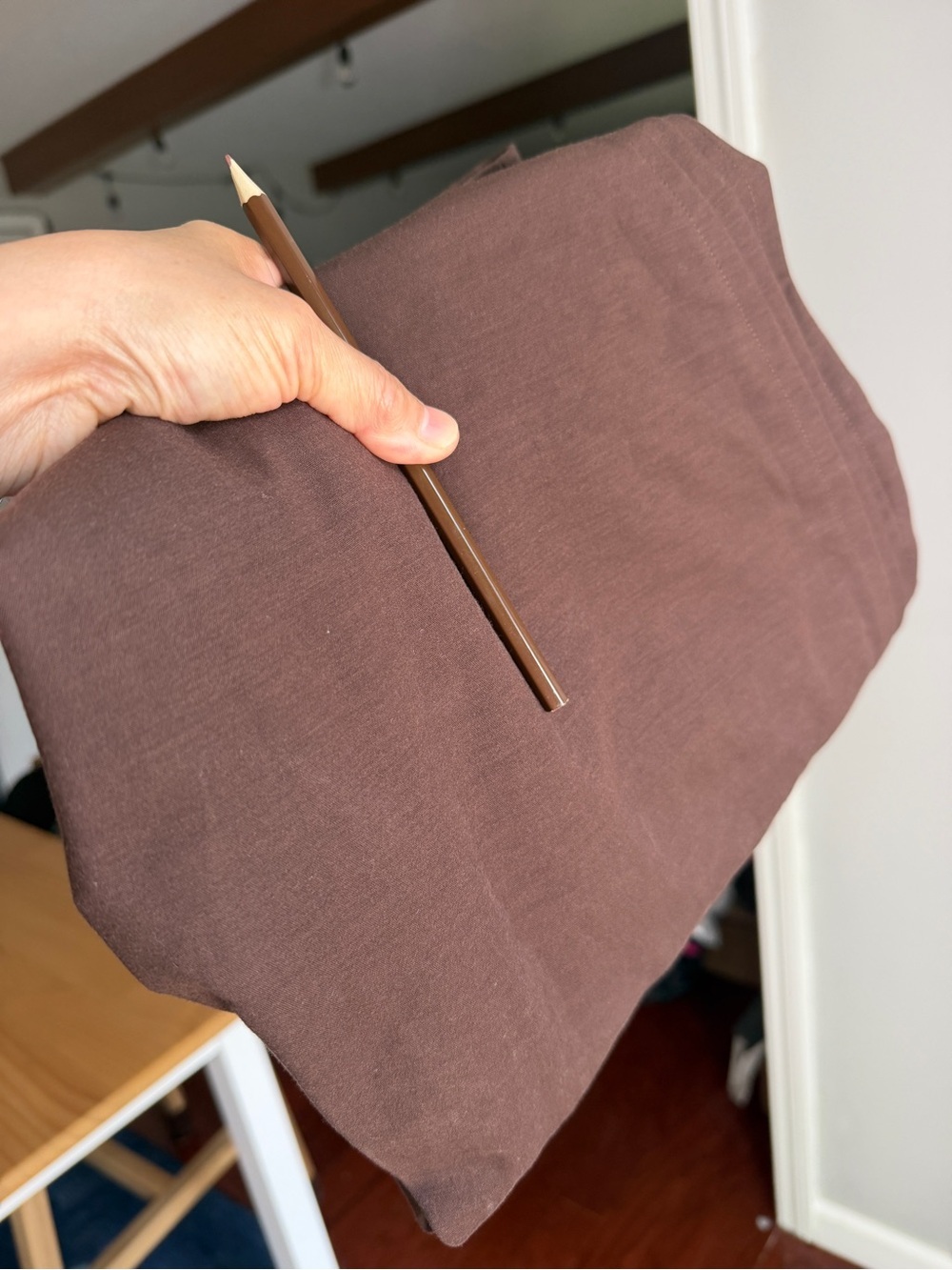 Vince Dark Brown Straight Leg Trousers Size 14 Cotton Viscose Flat Front Pants - Picture 15 of 15